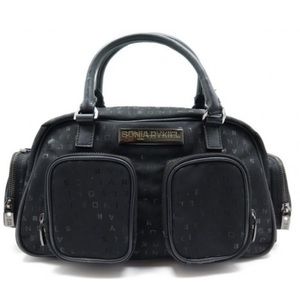 SONIA RYKIEL Signature Monogram Bag Satchel Logo Leather Hand Purse Crossbody xo